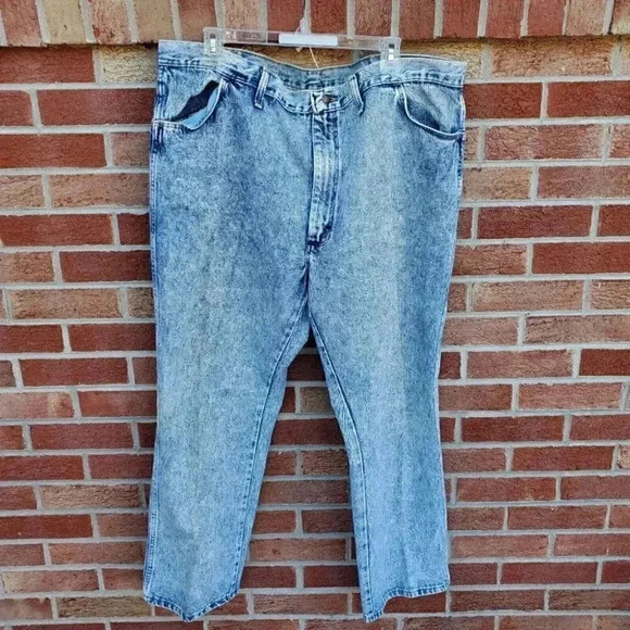 Vintage Rustler Stonewash Acid Jeans Men's Size 44x30 Made in USA - Picture 2 of 8
